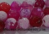 CAG8974 15.5 inches 12mm faceted round fire crackle agate beads