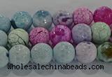 CAG8978 15.5 inches 4mm faceted round fire crackle agate beads