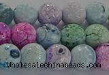 CAG8979 15.5 inches 6mm faceted round fire crackle agate beads