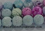 CAG8980 15.5 inches 8mm faceted round fire crackle agate beads