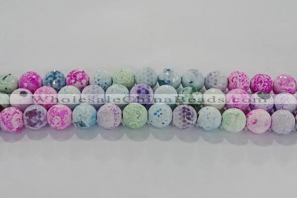 CAG8981 15.5 inches 10mm faceted round fire crackle agate beads