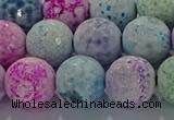 CAG8982 15.5 inches 12mm faceted round fire crackle agate beads