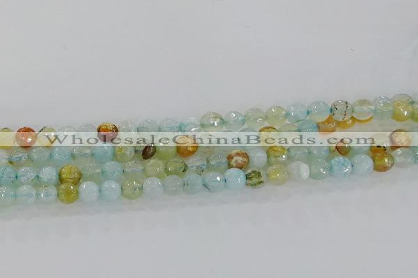 CAG8994 15.5 inches 6mm faceted round fire crackle agate beads