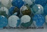 CAG9002 15.5 inches 10mm faceted round fire crackle agate beads