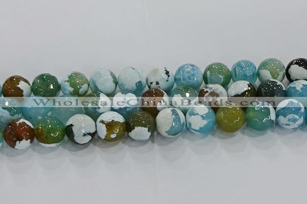 CAG9005 15.5 inches 16mm faceted round fire crackle agate beads