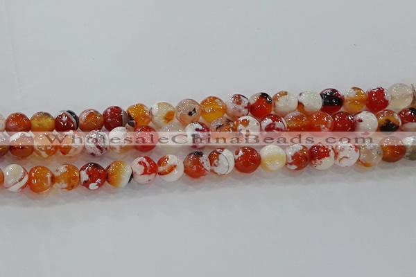 CAG9015 15.5 inches 8mm faceted round fire crackle agate beads