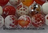 CAG9017 15.5 inches 12mm faceted round fire crackle agate beads