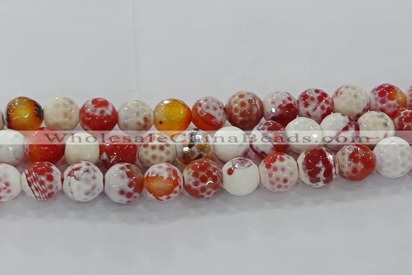 CAG9018 15.5 inches 14mm faceted round fire crackle agate beads