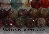 CAG9022 15.5 inches 8mm faceted round fire crackle agate beads