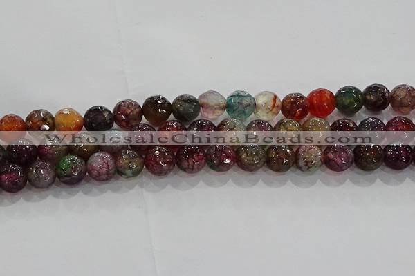 CAG9022 15.5 inches 8mm faceted round fire crackle agate beads