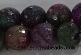 CAG9025 15.5 inches 14mm faceted round fire crackle agate beads