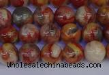 CAG9101 15.5 inches 6mm round red crazy lace agate beads