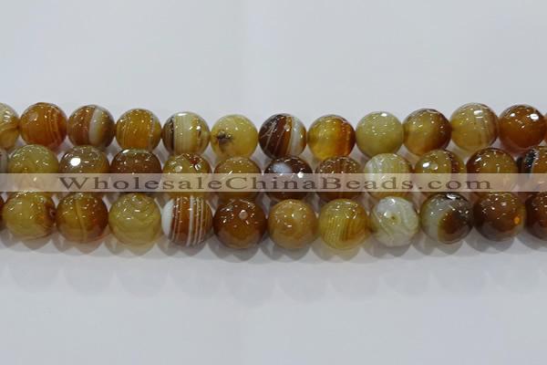 CAG9216 15.5 inches 14mm faceted round line agate gemstone beads