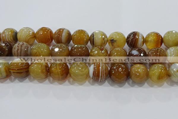 CAG9218 15.5 inches 18mm faceted round line agate gemstone beads