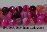 CAG9239 15.5 inches 4mm faceted round line agate beads wholesale