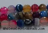 CAG9255 15.5 inches 4mm faceted round line agate beads wholesale