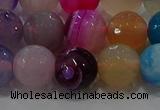 CAG9259 15.5 inches 12mm faceted round line agate beads wholesale