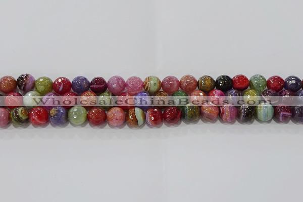 CAG9265 15.5 inches 10mm faceted round line agate beads wholesale