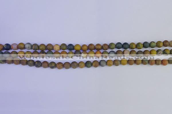 CAG9280 15.5 inches 4mm round matte ocean jasper beads wholesale