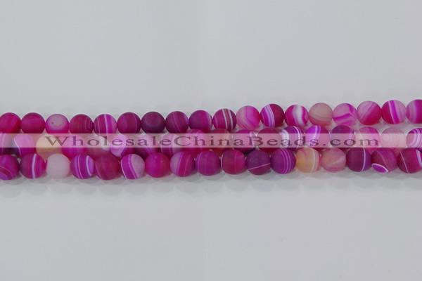 CAG9327 15.5 inches 8mm round matte line agate beads wholesale