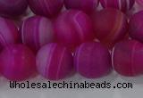 CAG9329 15.5 inches 12mm round matte line agate beads wholesale