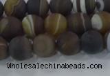 CAG9338 15.5 inches 8mm round matte line agate beads wholesale