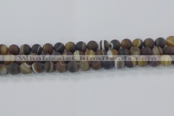 CAG9339 15.5 inches 10mm round matte line agate beads wholesale