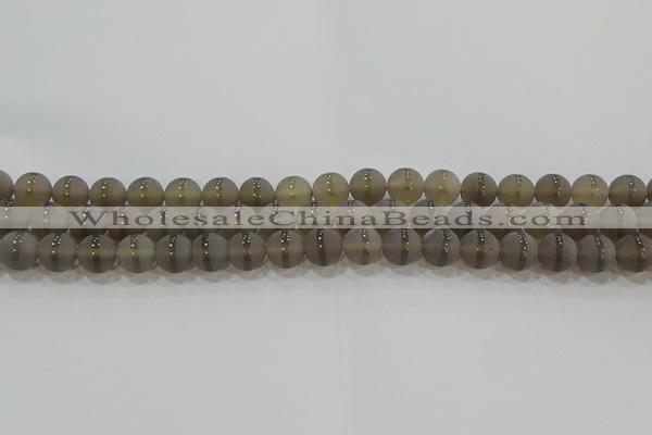 CAG9344 15.5 inches 8mm round matte grey agate beads wholesale