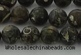 CAG9383 15.5 inches 10mm round matte turritella agate beads