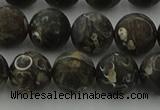 CAG9384 15.5 inches 12mm round matte turritella agate beads