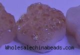 CAG9421 7.5 inches 16*16mm flower champagne plated druzy agate beads