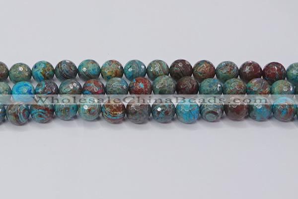 CAG9485 15.5 inches 14mm faceted round blue crazy lace agate beads