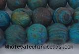 CAG9496 15.5 inches 12mm round matte blue crazy lace agate beads