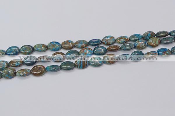 CAG9520 15.5 inches 10*14mm oval blue crazy lace agate beads