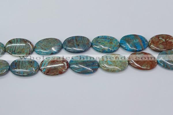 CAG9526 15.5 inches 25*35mm oval blue crazy lace agate beads