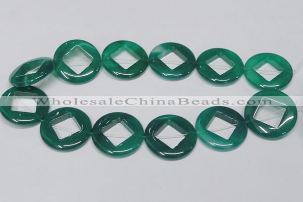 CAG966 15.5 inches 32mm donut green agate gemstone beads wholesale