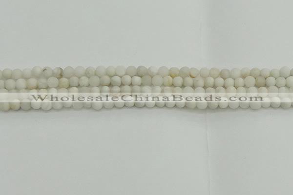 CAG9700 15.5 inches 4mm round matte grey agate beads wholesale