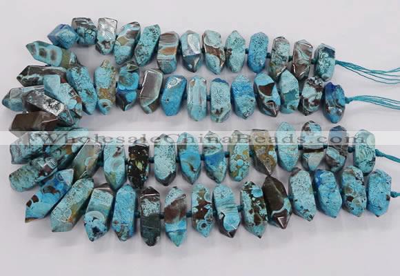 CAG9756 15.5 inches 9*25mm - 11*35mm sticks ocean agate beads