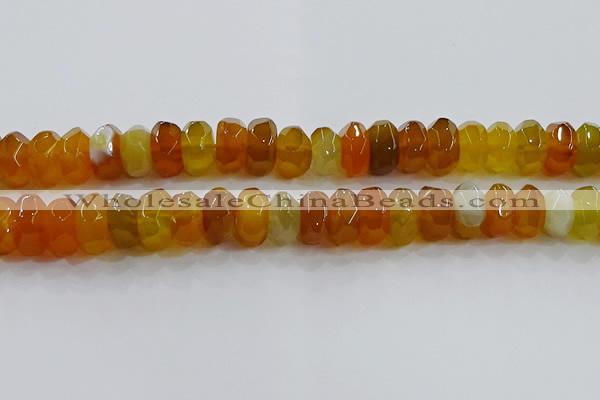 CAG9762 15.5 inches 8*16mm faceted rondelle agate gemstone beads