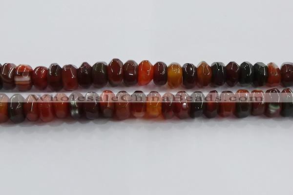 CAG9766 15.5 inches 8*16mm faceted rondelle agate gemstone beads