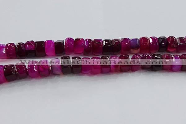 CAG9779 15.5 inches 8*16mm faceted rondelle agate gemstone beads