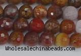 CAG9846 15.5 inches 6mm faceted round red moss agate beads