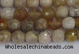 CAG9853 15.5 inches 6mm faceted round ocean fossil agate beads