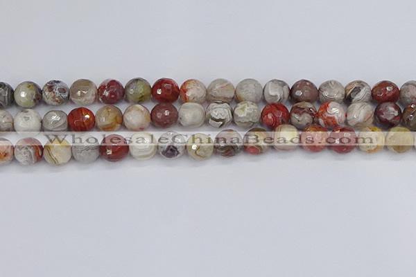 CAG9863 15.5 inches 10mm faceted round Mexican crazy lace agate beads