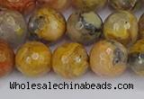 CAG9871 15.5 inches 10mm faceted round yellow crazy lace agate beads