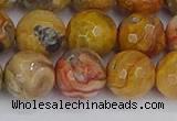 CAG9872 15.5 inches 12mm faceted round yellow crazy lace agate beads