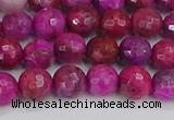 CAG9876 15.5 inches 6mm faceted round fuchsia crazy lace agate beads