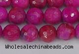 CAG9877 15.5 inches 8mm faceted round fuchsia crazy lace agate beads