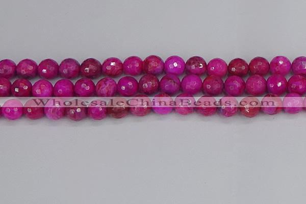 CAG9879 15.5 inches 12mm faceted round fuchsia crazy lace agate beads