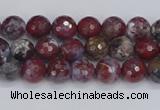 CAG9903 15.5 inches 4mm faceted round red lightning agate beads